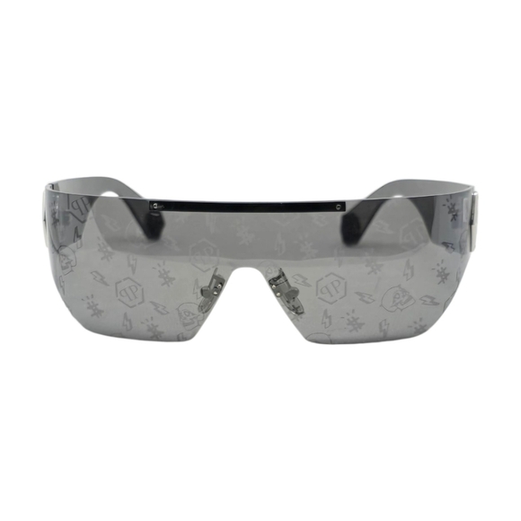 PHILIPP PLEIN SUNGLASSES Stylish Gray Sunglasses SHIELD - Picture 1 of 8